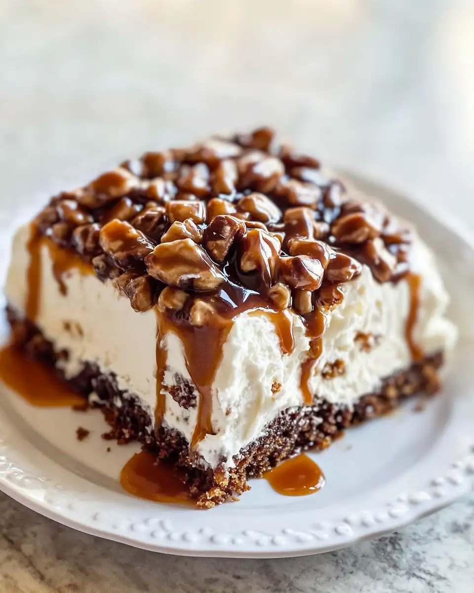Indulge in Irresistible Bliss with the Gooey Caramel Turtle Poke Cake - Featured Image