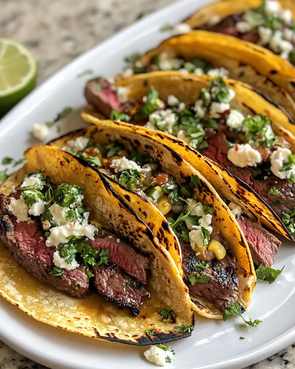 Final dish - Fiery Flavors Unite: Grilled Steak Elote Tacos Extravaganza