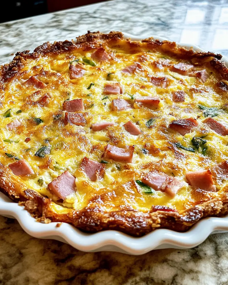 Crispy Hash Brown Crust Quiche with Ham and Sharp Cheddar Delight - Featured Image
