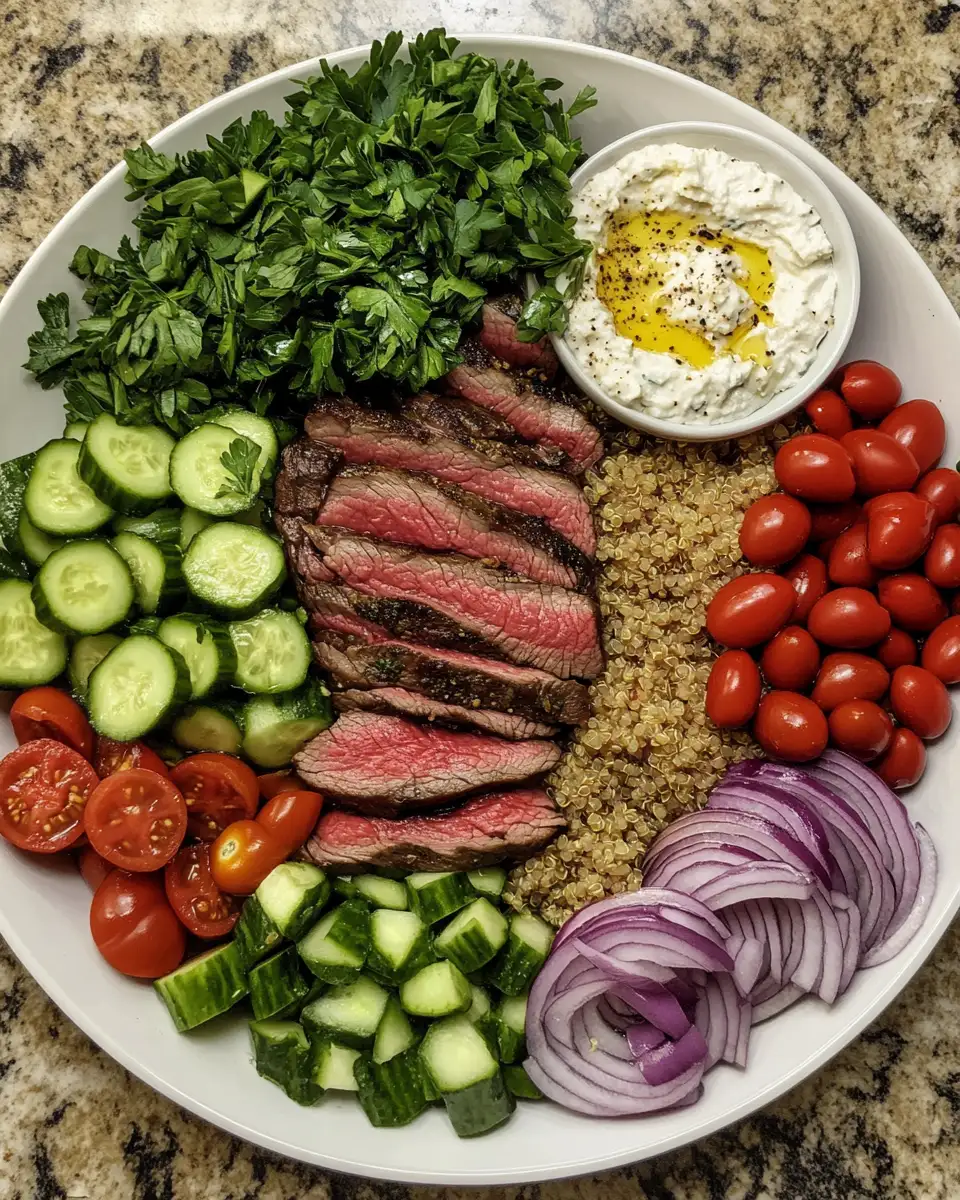 Ingredients for Mediterranean Magic: A Healthy Steak Bowl Recipe to Savor