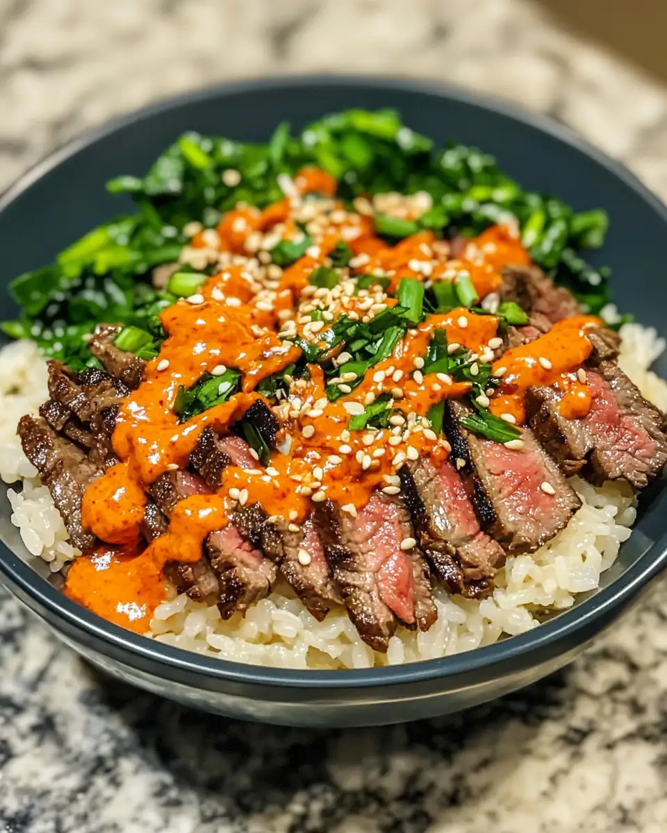 Final dish - Savor the Flavor Korean BBQ Steak Rice Bowls with Spicy Cream Sauce