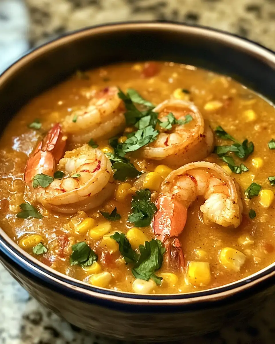 Final dish - Savor the South: Louisiana Shrimp and Corn Soup Delight