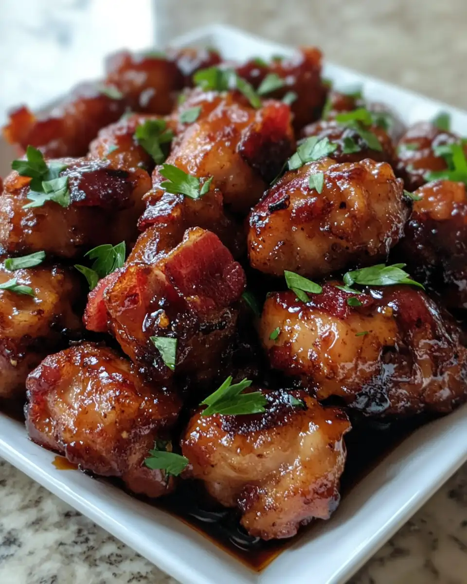 Final dish - Irresistible Maple Glazed Bacon Chicken Bites That Will Wow Your Taste Buds