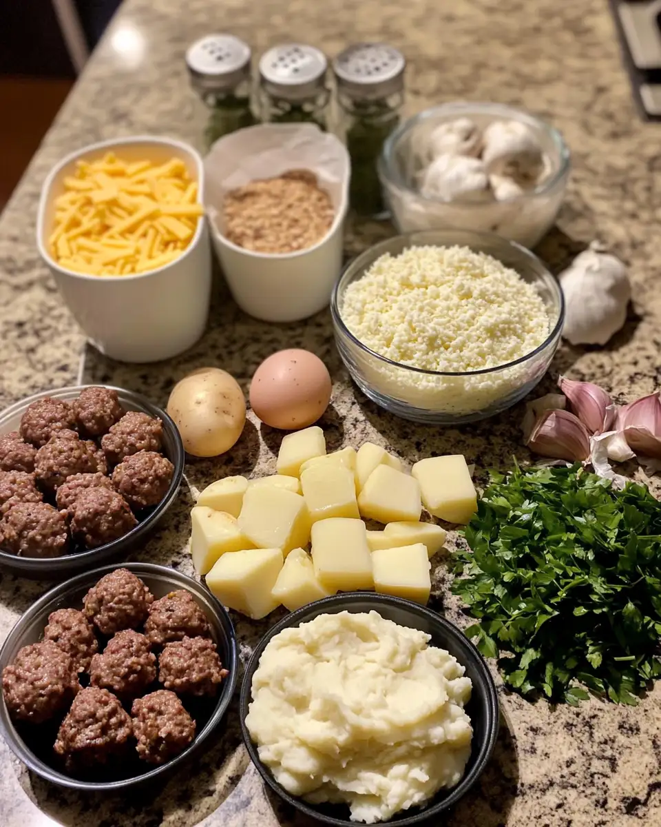 Ingredients for Meatball & Mashed Potato Bake: Comfort Food Heaven in Every Bite