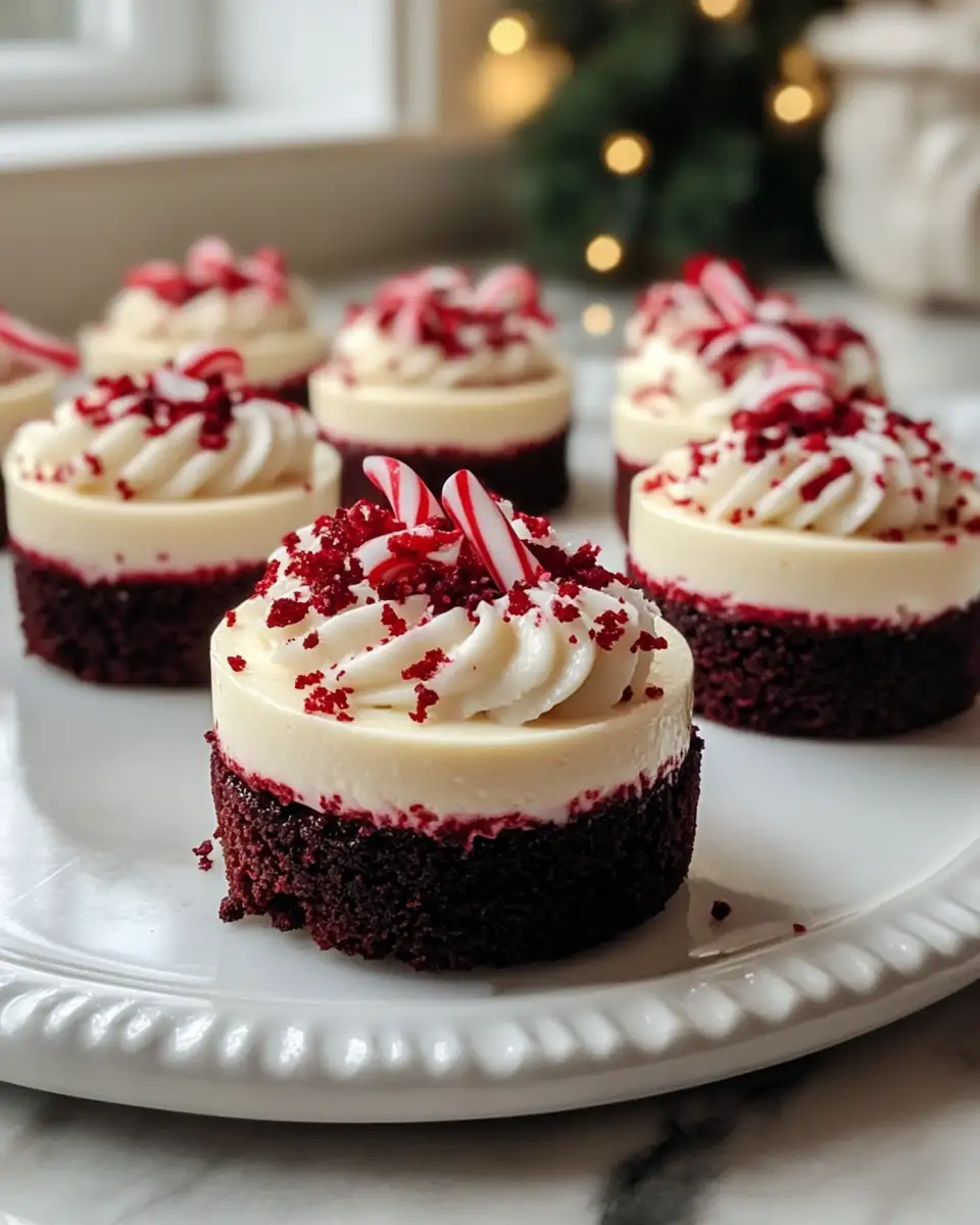 Delight in Holiday Bliss with Mini Candy Cane Red Velvet Cheesecakes - Featured Image