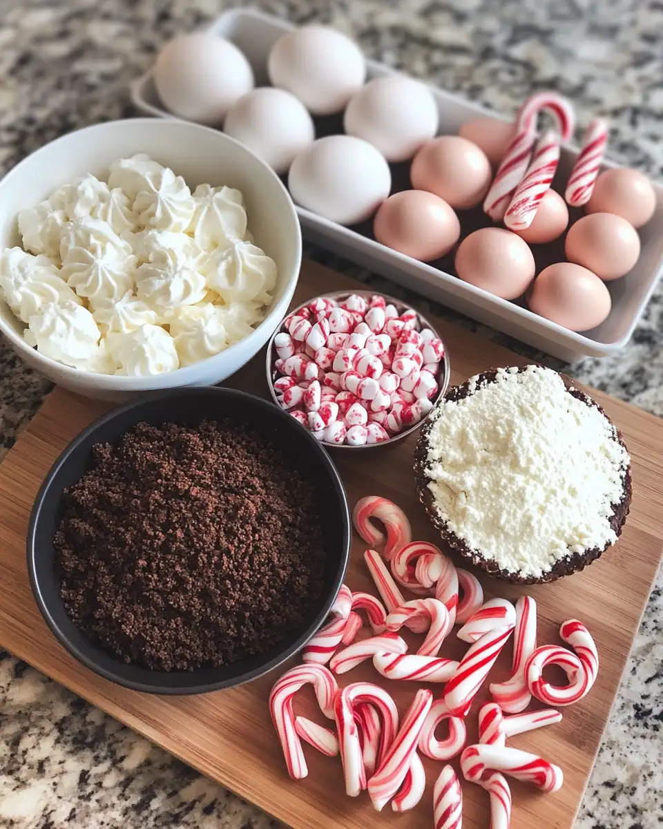 Delight in Holiday Bliss with Mini Candy Cane Red Velvet Cheesecakes 4 Ingredients for Delight in Holiday Bliss with Mini Candy Cane Red Velvet Cheesecakes