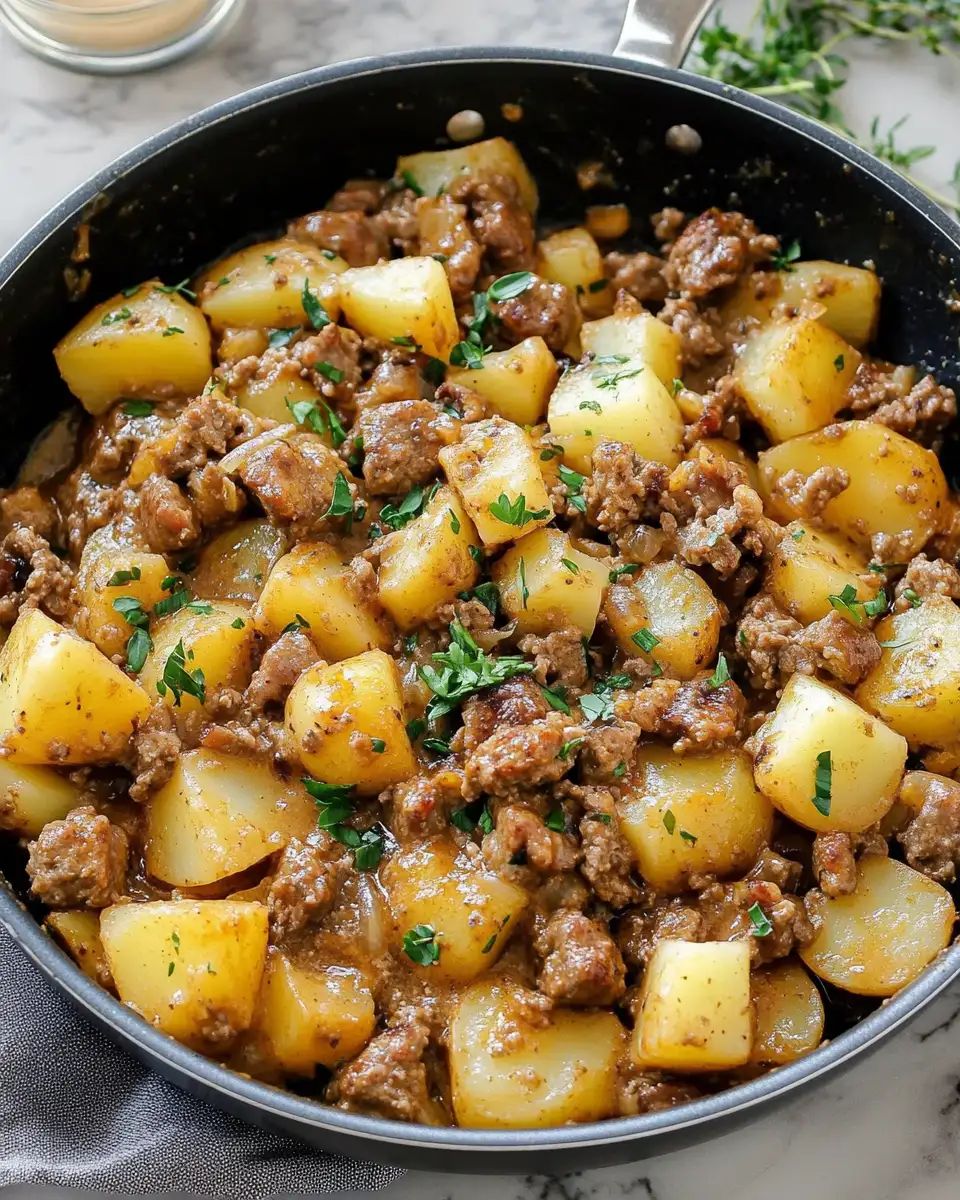 Savor the Simplicity: One-Pan Creamy Meat & Potato Skillet Delight - Featured Image