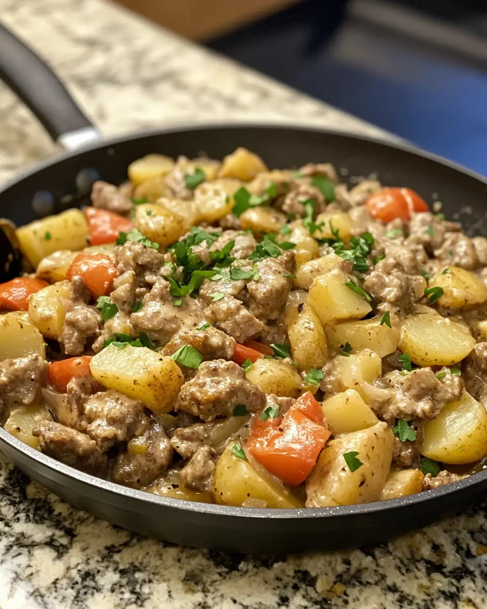 Final dish - Savor the Simplicity: One-Pan Creamy Meat & Potato Skillet Delight