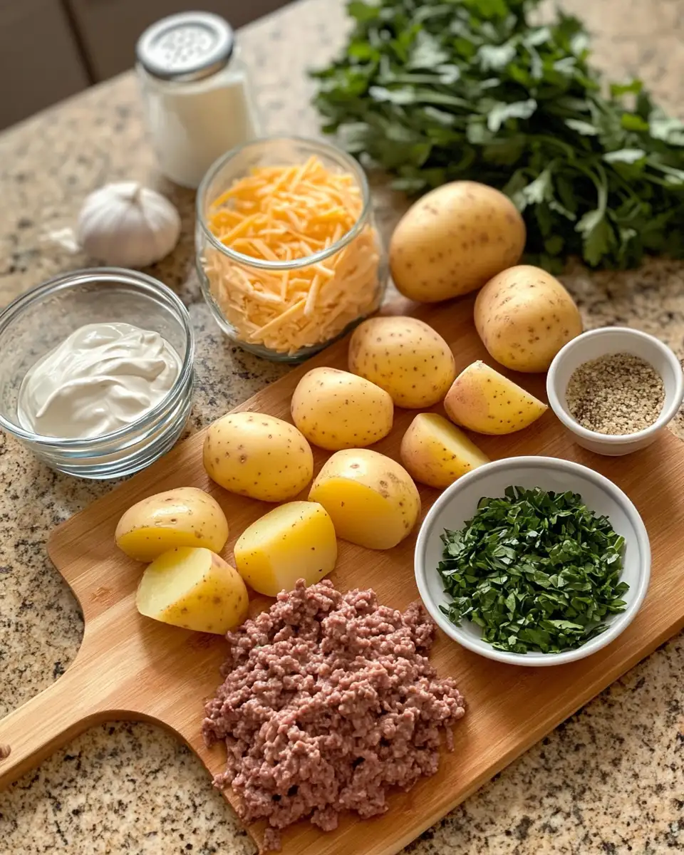 Ingredients for Savor the Simplicity: One-Pan Creamy Meat & Potato Skillet Delight