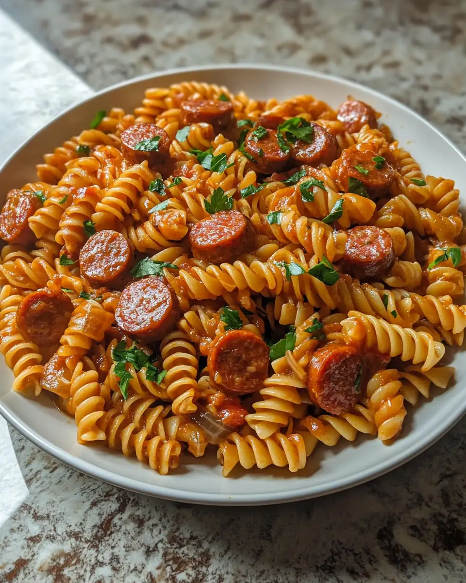 Final dish - One Pot Smoked Sausage Pasta: A Flavorful Feast in a Flash