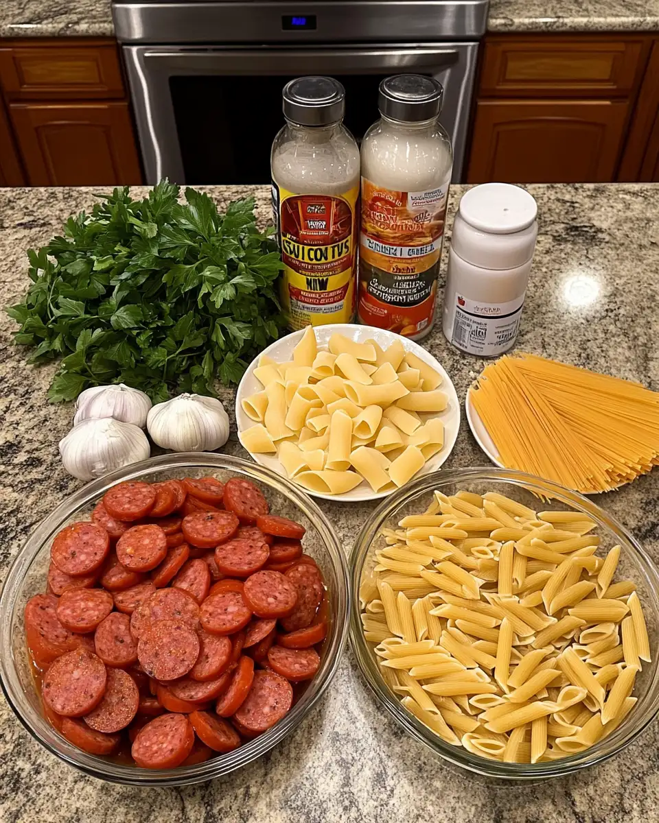 Ingredients for One Pot Smoked Sausage Pasta: A Flavorful Feast in a Flash