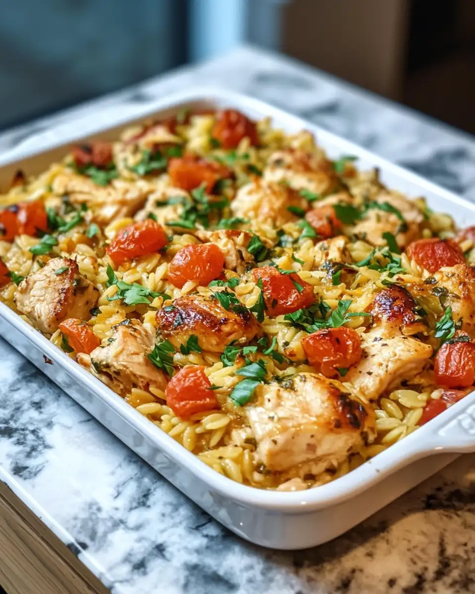 Final dish - Savory Comfort: Irresistible Orzo Tuscan Chicken Bake