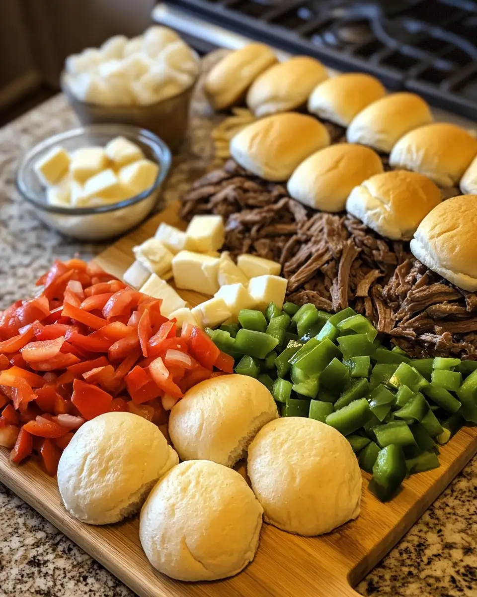 Ingredients for Philly Cheesesteak Sliders: Bite-Sized Flavor Explosion