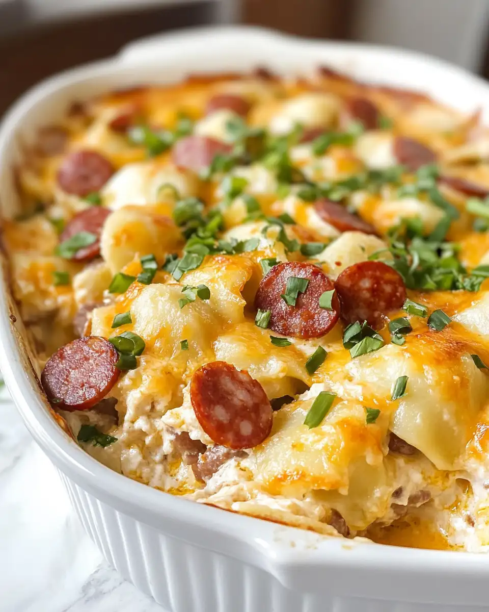 Cheesy Comfort: Indulge in Pierogi Casserole with Kielbasa - Featured Image