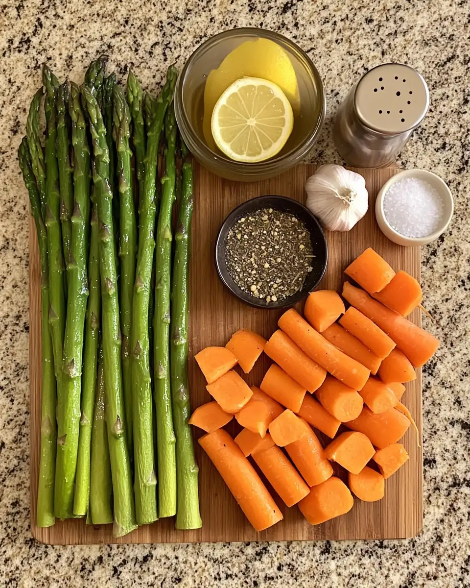 Ingredients for Roasted Asparagus & Carrots: A Flavorful Veggie Duo to Elevate Your Meal