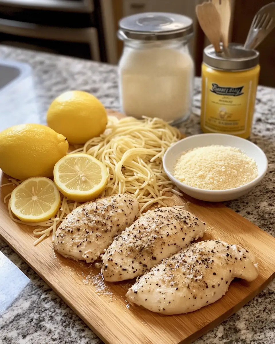 Ingredients for Zesty Delights: Savor Romano Chicken with Lemon Garlic Pasta