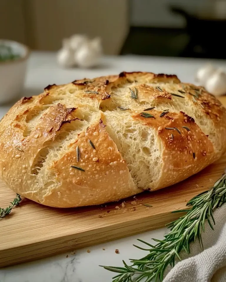 Irresistibly Easy Rustic No-Knead Rosemary Garlic Bread - Featured Image