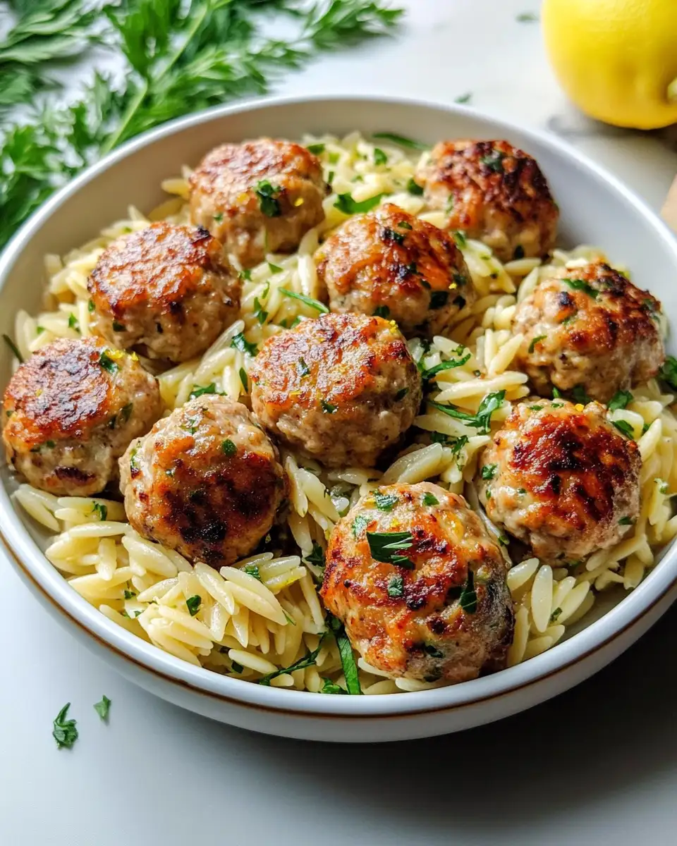 Savory Greek Chicken Meatballs with Zesty Lemon Orzo for a Mediterranean Delight - Featured Image