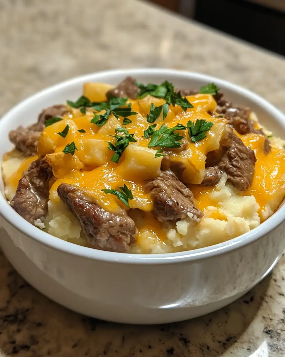 Slow Cooker Steak and Cheddar Potato Casserole: A Comfort Food Dream 6 Final dish - Slow Cooker Steak and Cheddar Potato Casserole: A Comfort Food Dream