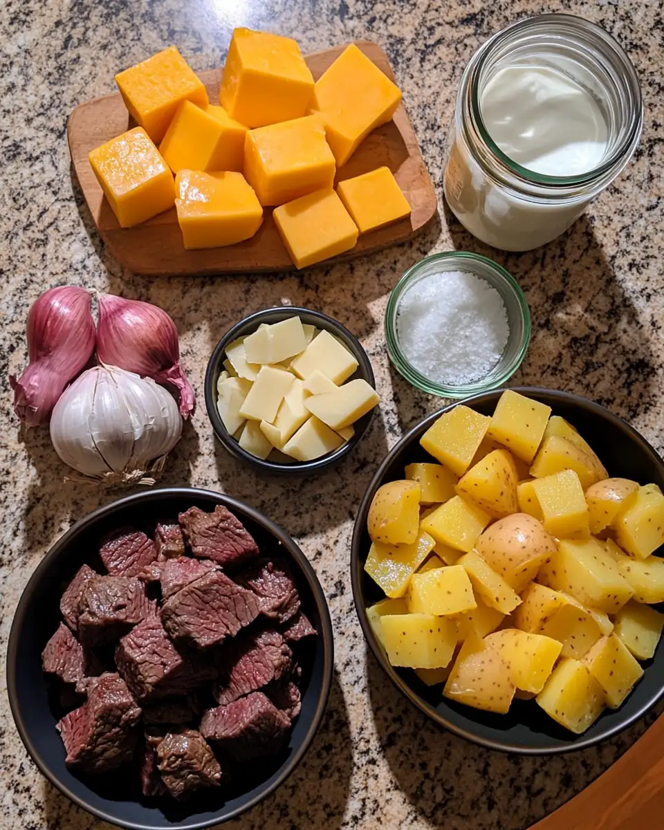 Slow Cooker Steak and Cheddar Potato Casserole: A Comfort Food Dream 4 Ingredients for Slow Cooker Steak and Cheddar Potato Casserole: A Comfort Food Dream