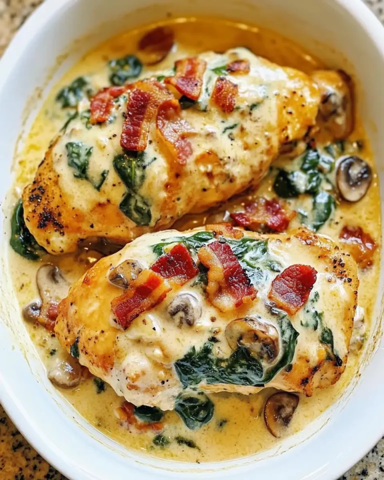 Decadent Smothered Chicken: A Symphony of Creamed Spinach, Bacon, and Mushrooms - Featured Image