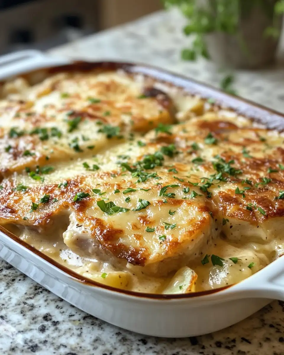 Final dish - Ultimate Comfort: Smothered Pork Chop Scalloped Potato Casserole Delight