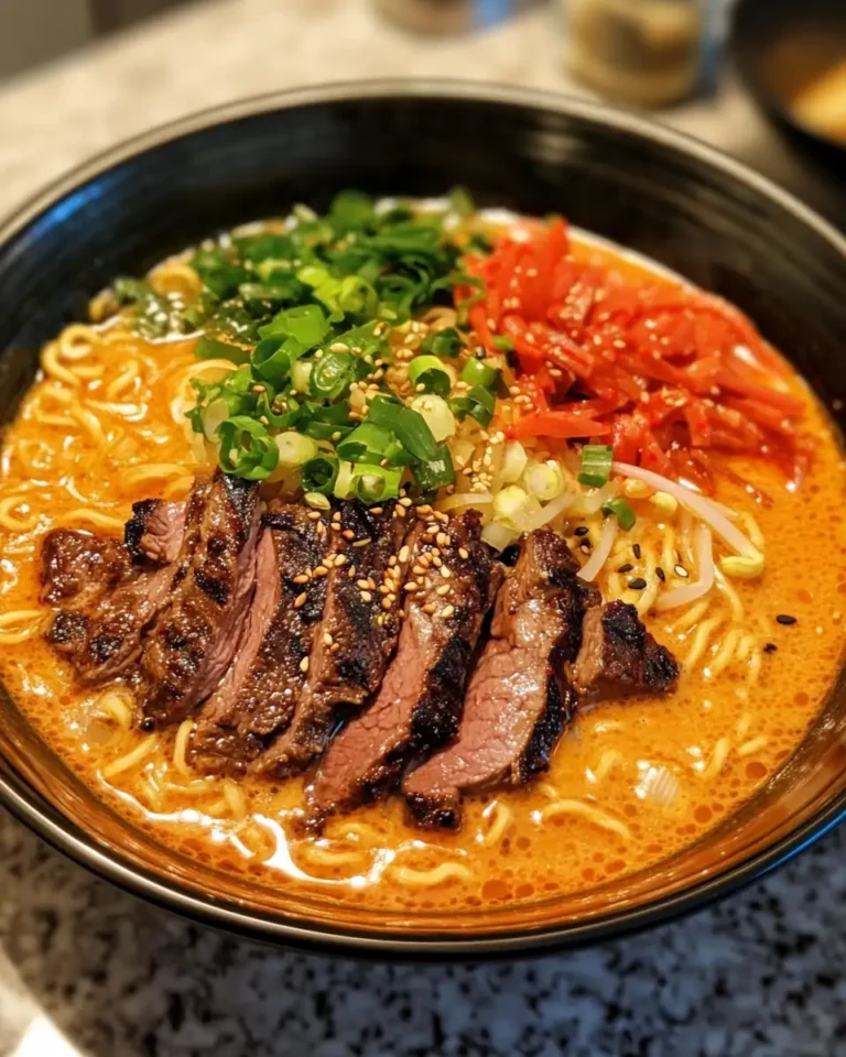 Fiery Flavors: Spicy Korean Ramen with Grilled Beef and Creamy Sauce - Featured Image