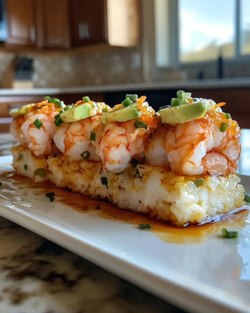 Towering Flavor: Unleash the Heat with Spicy Shrimp Sushi Stacks 6 Final dish - Towering Flavor: Unleash the Heat with Spicy Shrimp Sushi Stacks