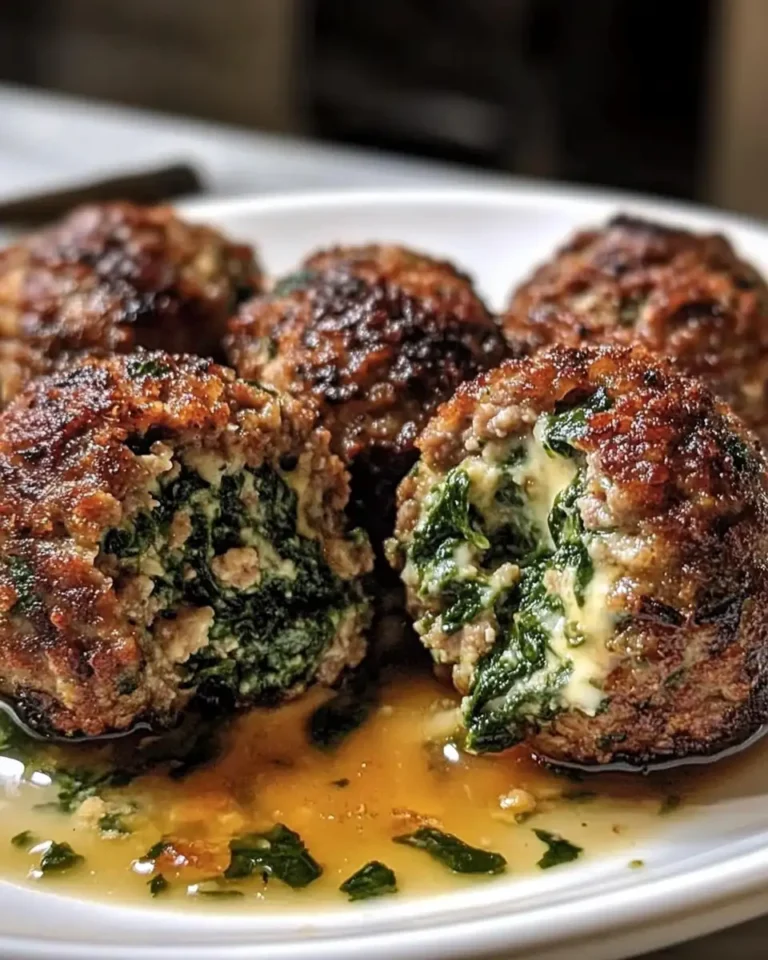Flavor-Packed Spinach Garlic Meatballs Stuffed with Gooey Mozzarella - Featured Image