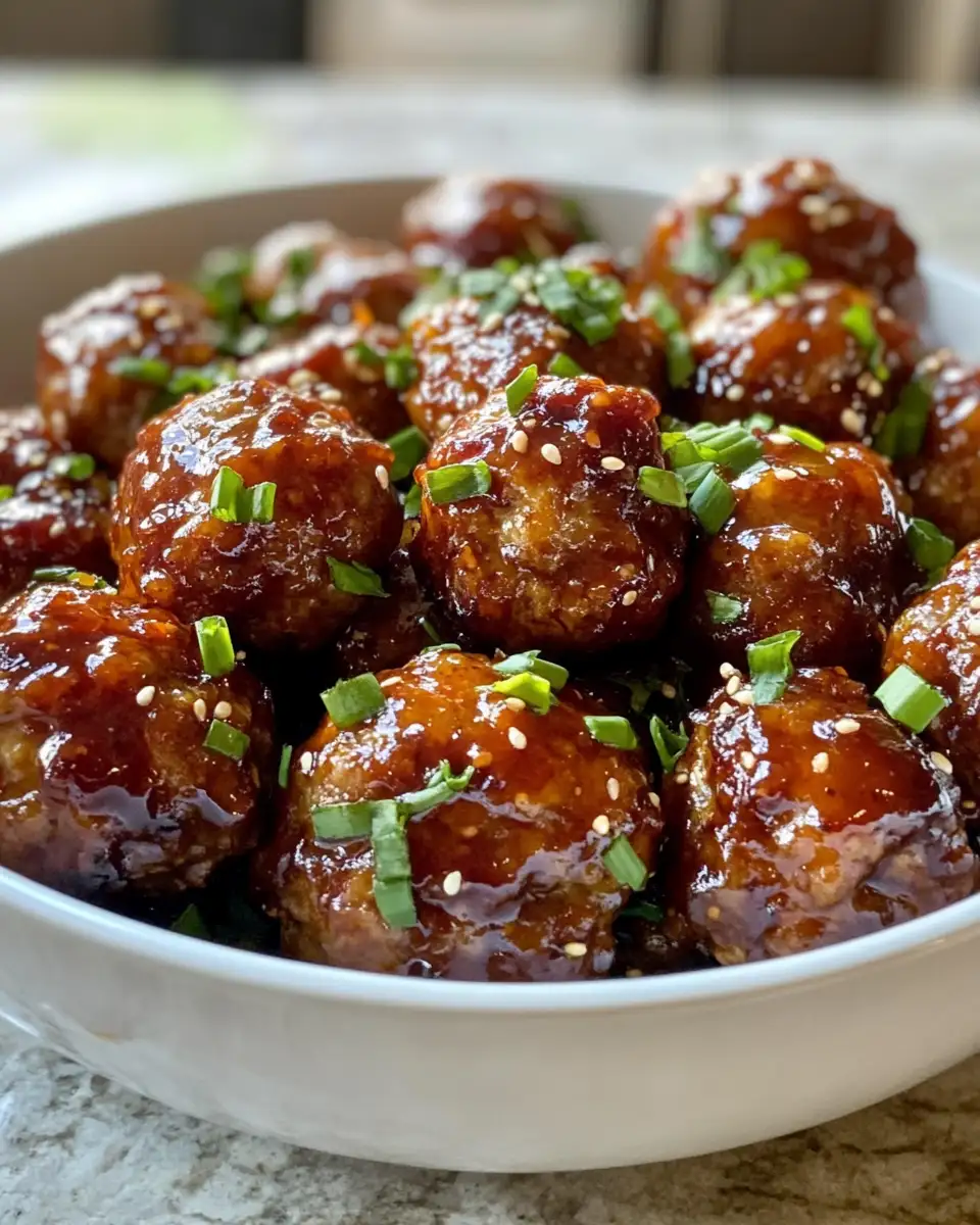Final dish - Irresistibly Sticky Korean BBQ Meatballs with Gochujang Glaze