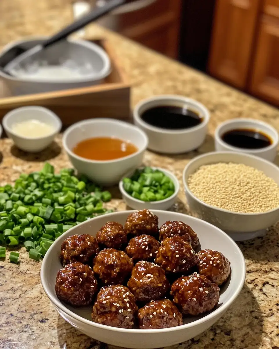 Ingredients for Irresistibly Sticky Korean BBQ Meatballs with Gochujang Glaze