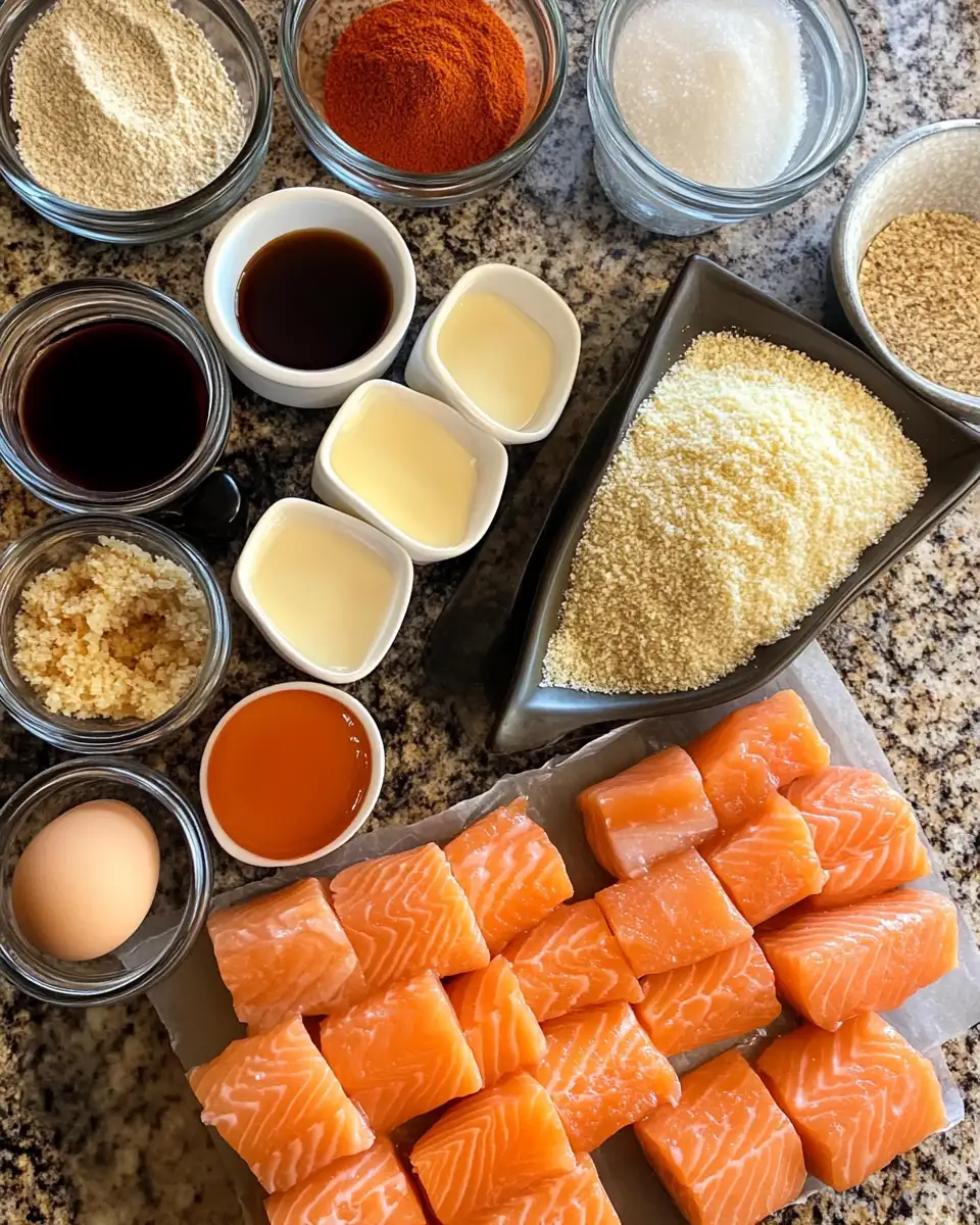 Ingredients for Sweet and Spicy Crispy Salmon Nuggets: A Flavor Explosion in Every Bite