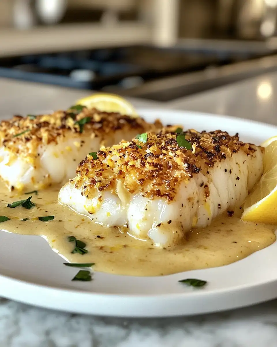 Final dish - Tantalize Your Taste Buds with Baked Cod in Coconut Lemon Cream Sauce