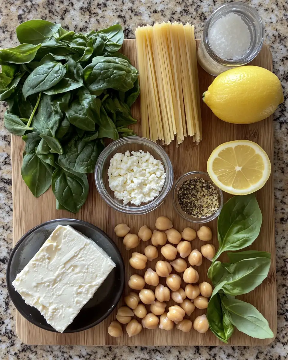 Ingredients for Whip Up a Flavorful Feast with Baked Feta Pasta, Chickpeas & Spinach