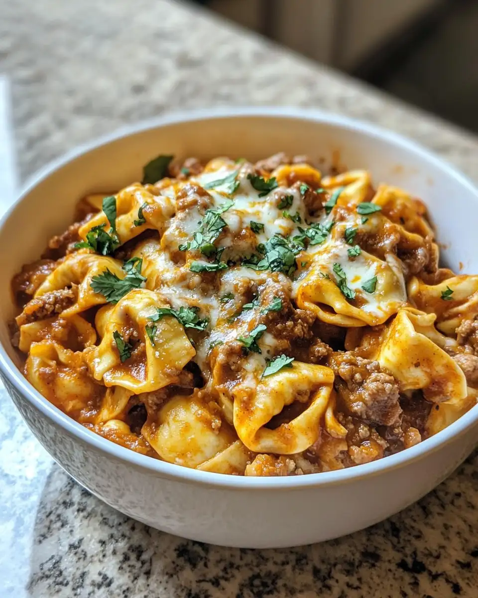 Cheesy Beef Enchilada Tortellini: A Flavorful Fusion Fiesta 6 Final dish - Cheesy Beef Enchilada Tortellini: A Flavorful Fusion Fiesta