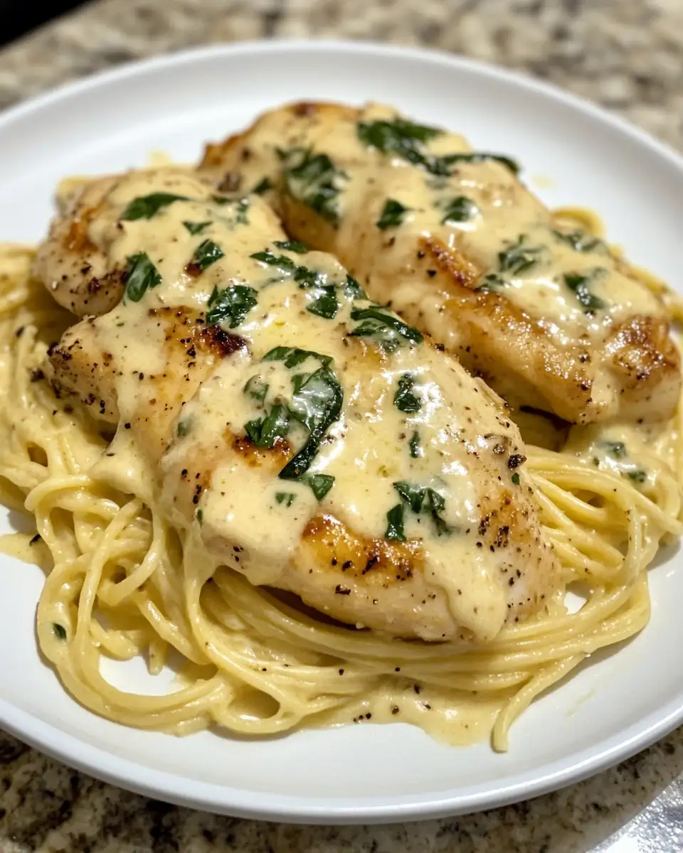 Final dish - Indulge in the Ultimate Chicken Florentine with Creamy Garlic Sauce