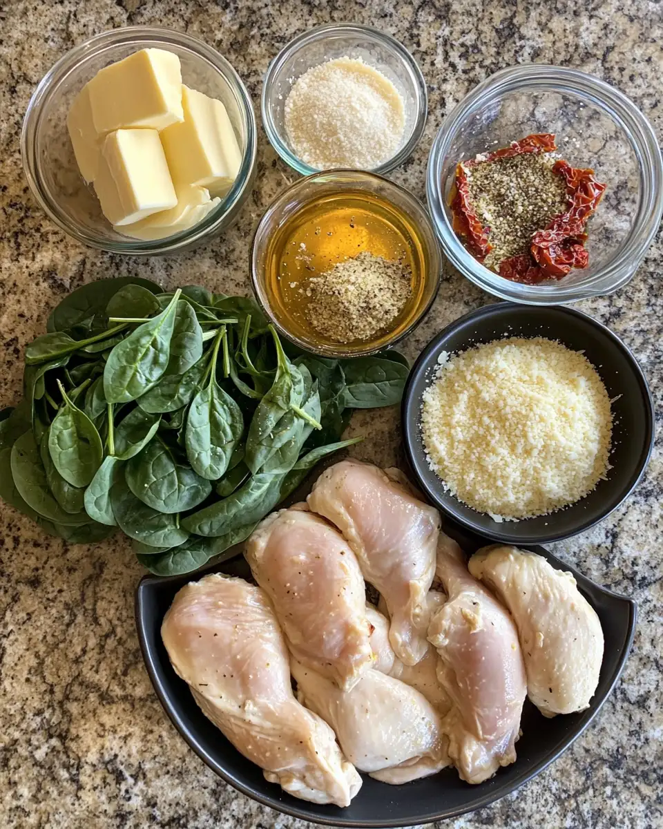 Ingredients for Indulge in the Ultimate Chicken Florentine with Creamy Garlic Sauce