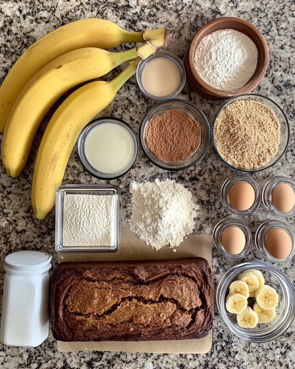 Indulge in the Perfect Slice: Classic Banana Bread with a Brown Sugar Crust 4 Ingredients for Indulge in the Perfect Slice: Classic Banana Bread with a Brown Sugar Crust