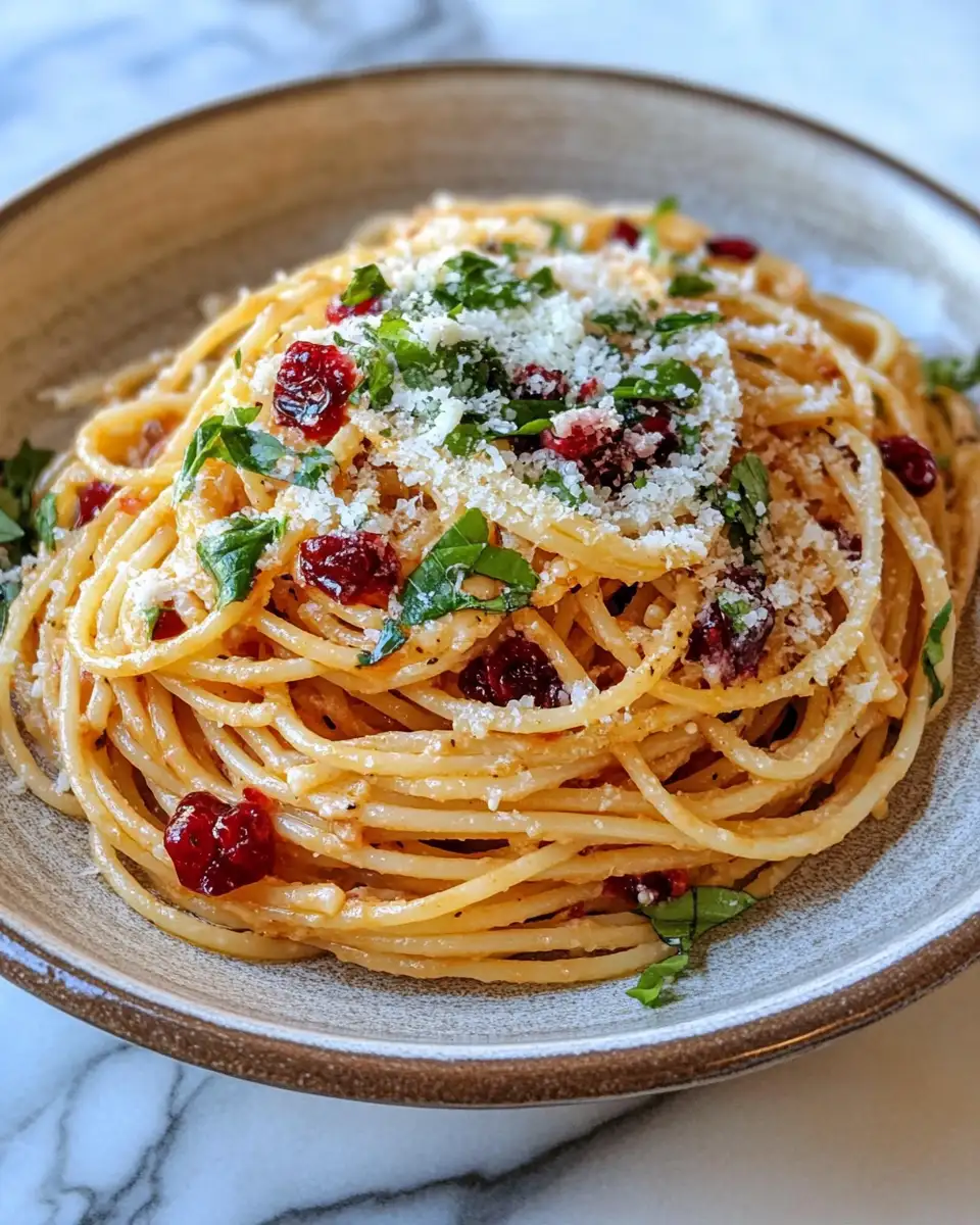 Final dish - Cranberry Spaghetti with Ricotta & Parmesan: A Festive Twist on Pasta Night
