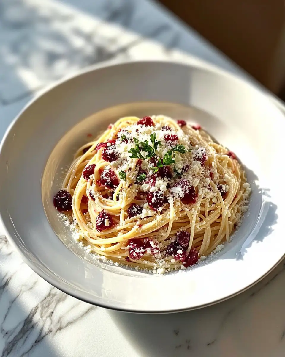 Final dish - Cranberry Spaghetti with Ricotta & Parmesan: A Festive Twist on Classic Comfort