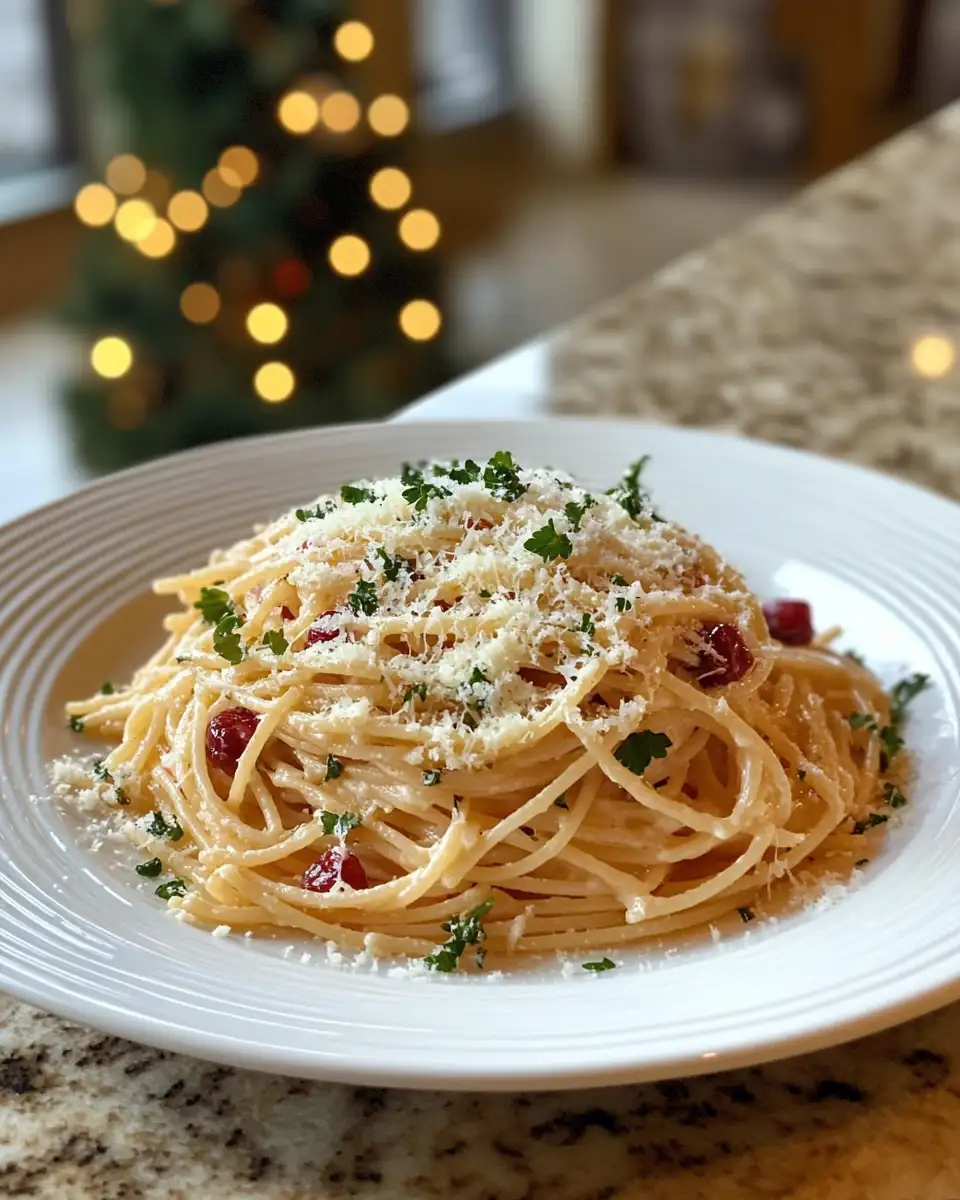 Final dish - Cranberry Spaghetti with Ricotta & Parmesan: A Festive Twist on Classic Comfort