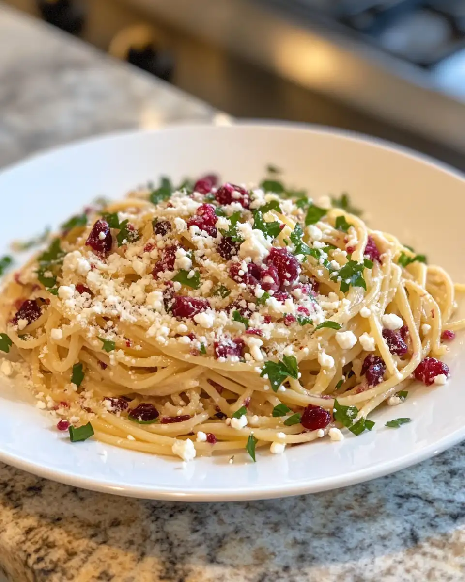 Cranberry Spaghetti with Ricotta & Parmesan: A Festive Twist on Classic Comfort Food 6 Final dish - Cranberry Spaghetti with Ricotta & Parmesan: A Festive Twist on Classic Comfort Food