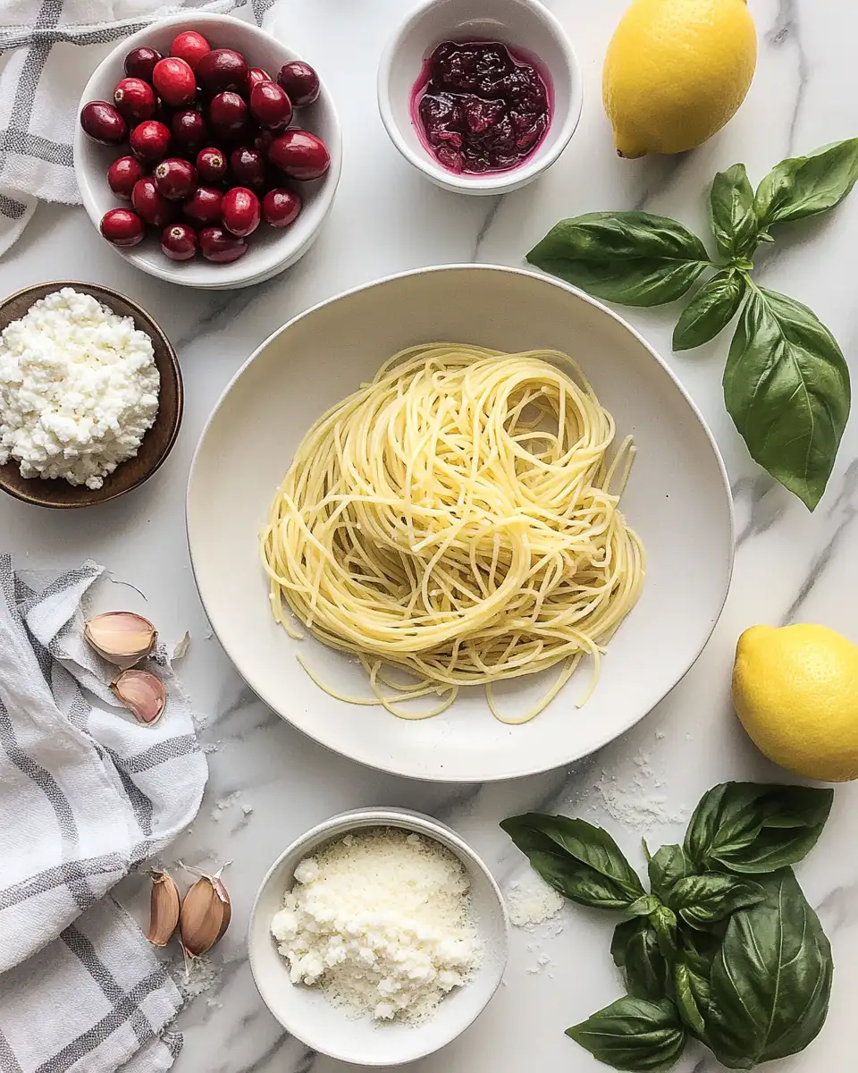 Ingredients for Cranberry Spaghetti with Ricotta & Parmesan: A Festive Twist on Pasta Night