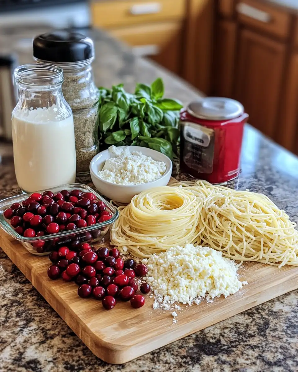 Ingredients for Cranberry Spaghetti with Ricotta & Parmesan: A Festive Twist on Classic Comfort