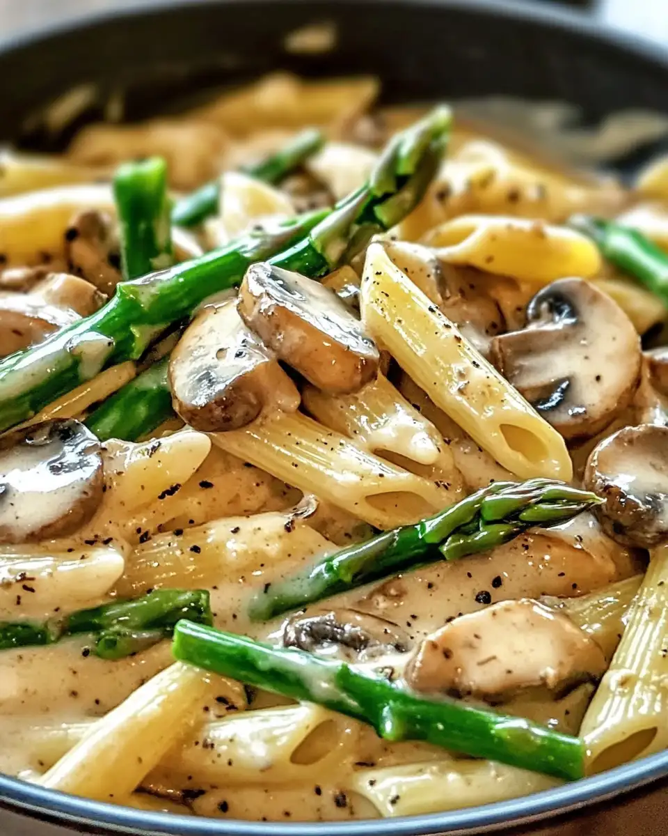 Indulge in Comfort: Creamy Mushroom Asparagus Chicken Penne Recipe - Featured Image