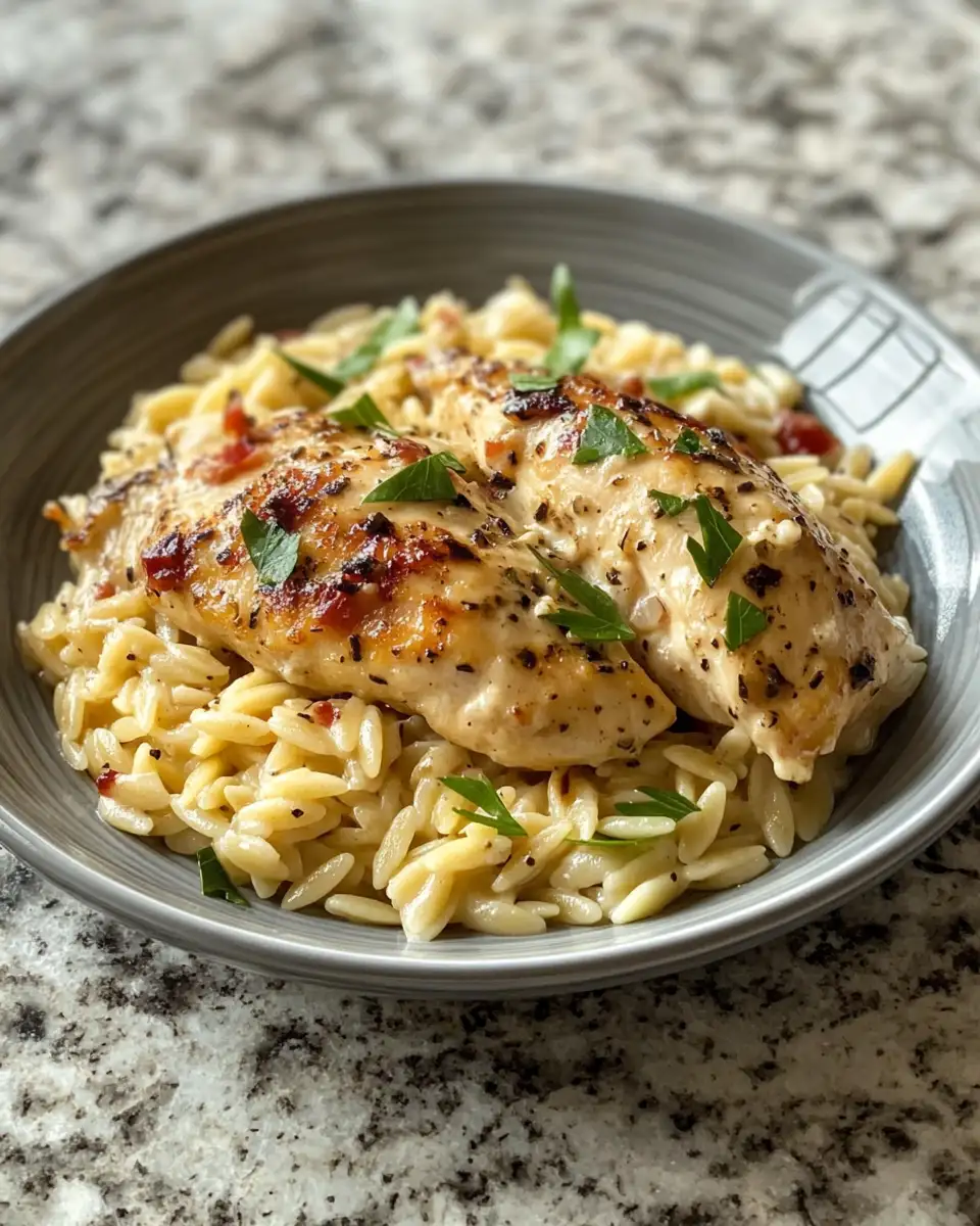 Final dish - Indulge in the Ultimate Comfort: Creamy Parmesan Chicken and Orzo Delight