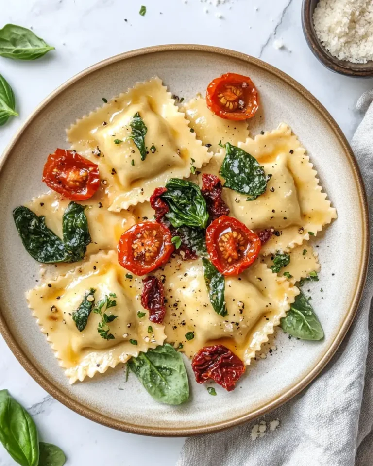 Indulge in the Irresistible Flavors of Creamy Sun-Dried Tomato & Spinach Ravioli - Featured Image