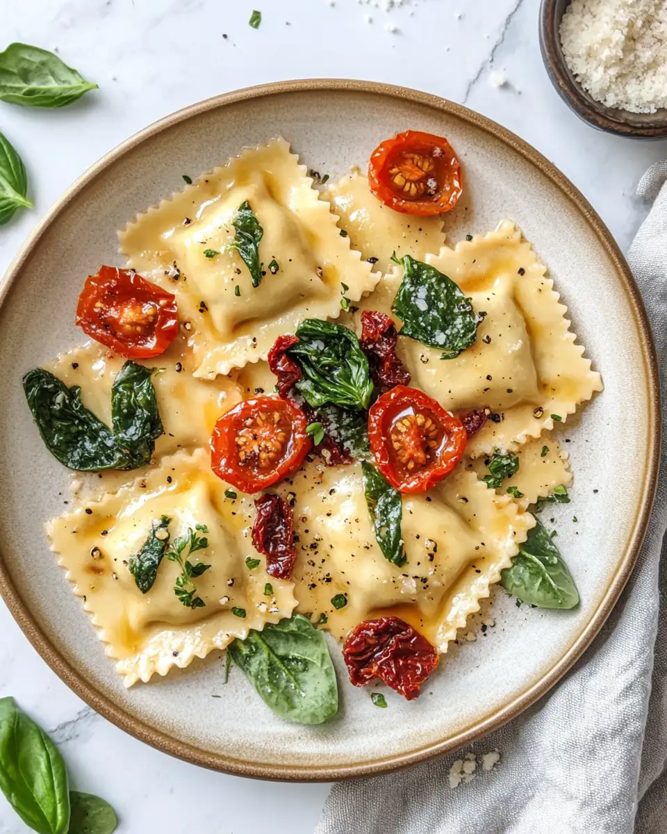 Indulge in the Irresistible Flavors of Creamy Sun-Dried Tomato & Spinach Ravioli - Featured Image