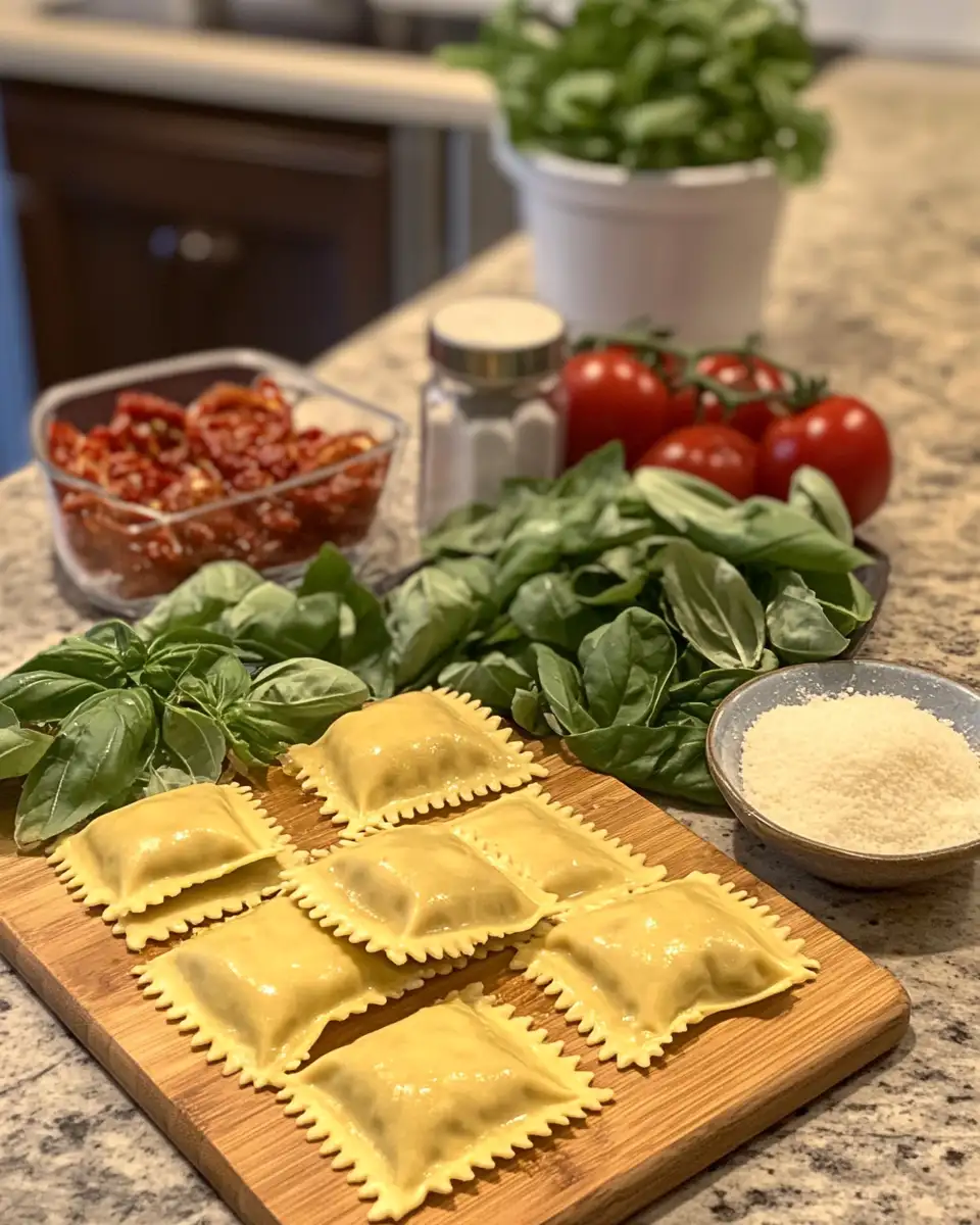 Indulge in Irresistible Flavors with Creamy Sun-Dried Tomato & Spinach Ravioli 4 Ingredients for Indulge in Irresistible Flavors with Creamy Sun-Dried Tomato & Spinach Ravioli