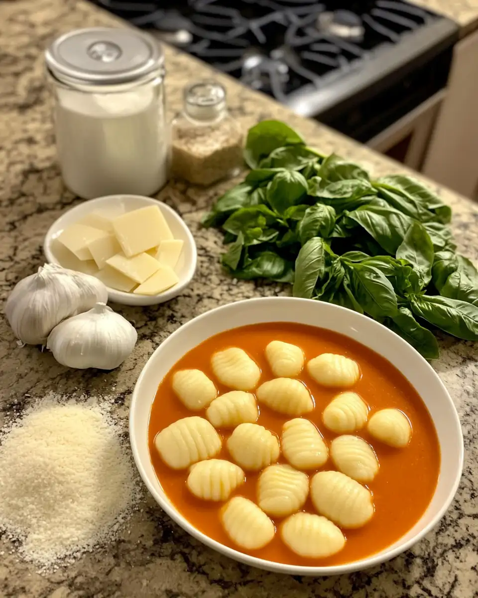 Irresistibly Comforting Creamy Tomato Basil Gnocchi Soup 4 Ingredients for Irresistibly Comforting Creamy Tomato Basil Gnocchi Soup